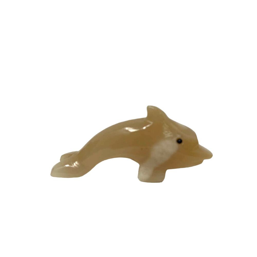 Vintage Hand Carved Granite Marble Agate Dolphin Figurine Statue Paper Weight